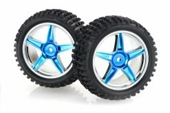 06026A | HSP 2.3" Rear Buggy Tyres On Blue Chrome Rims - Wheels 2Pcs