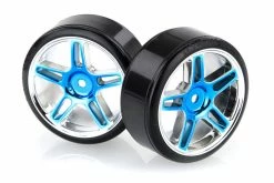 07003A | HSP 1.9" Drift Tyres On Blue Chrome Rims - Wheels 2Pcs