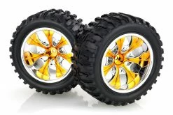 08010B | HSP 2.8" Off Road Tyres On Orange Chrome Rims - Wheels 2Pcs