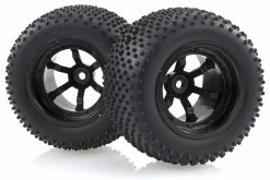 60307 | HSP 2.3" Viper Rear Knobby Tyres On Black 6 Spoke Rims - Wheels 2Pcs