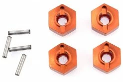 680016 | HSP Orange Aluminium 12mm Wheel Hexes 4Pcs W/ Pins