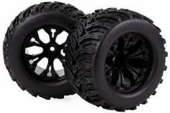 70121 | HSP 2.8" MT-Cyclone Tyres On Black Spoke Rims - Glued Truck Wheels W/ Foam 2Pcs
