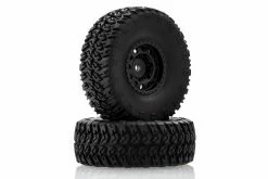 R62099-B | HSP 1/16 Crawler Tyres On Black Rims - Glued Wheels 2Pcs