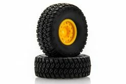 R62099-Y | HSP 1/16 Crawler Tyres On Yellow Rims - Glued Wheels 2Pcs
