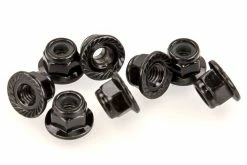 R86052 | HSP 4mm Black Aluminium Flanged Nyloc Serrated Nuts 8Pcs